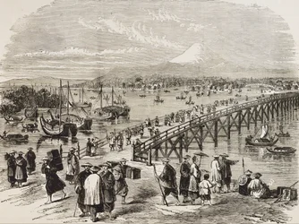 JAPON (19e siècle). Ville d