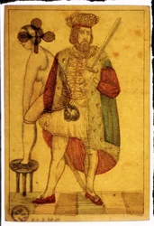 Vieilles cartes à jouer : scène érotique