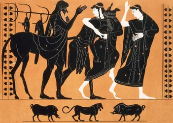 Pélée et Thétis devant le centaure Chiron (impression)