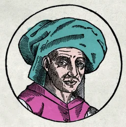 Portrait de Josquin des Pres (Josquin Desprez, Jodocus Pratensis, o Jodocus da Prato) (1440-1521) (gravure).