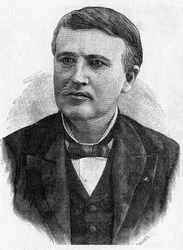 Portrait de Thomas Alva Edison, inventeur américain (gravure)