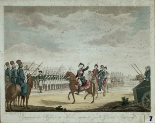 Camp russe en Italie en 1799, commandé par le prince et maréchal Alexandre Souvorov (impression couleur)