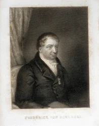 Schlegel, Friedrich von (1772-1829). Poète, critique et érudit allemand. Chef de file critique du romantisme allemand.