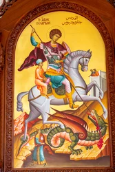 Icône de Saint Georges. Cathédrale, Harissa, 2022 (photo)