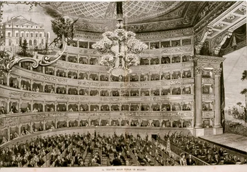 Teatro alla Scala à Milan, vers 1880 (eau-forte)