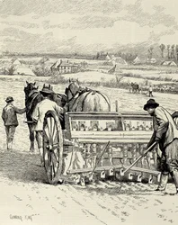 ROYAUME-UNI. ANGLETERRE. Révolution industrielle. Machine à percer inventée par Jethro Tull. Semis d