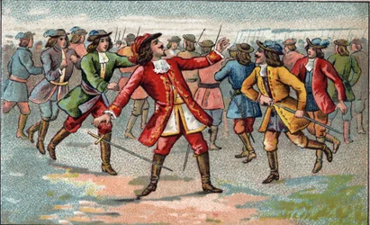 Guerre de 30 ans : Bataille de Lutzen et mort de Gustave II Adolphe de Suède dit le Grand ou le Lion du Nord (chromo)