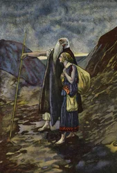 Œdipe aveugle conduit par sa fille Antigone
