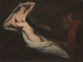 Dante et Virgile rencontrant les ombres de Francesca da Rimini et Paolo, 1851