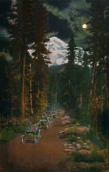 Sur la route depuis le parc national du mont Rainier, Washington, vers 1916