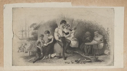 Vignette de billet de banque avec des figures de différents âges, représentant les étapes de la vie, vers 1824-37