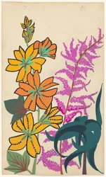Conception pour broderie de branches de fleurs et de feuilles