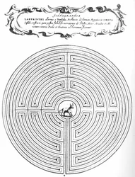 Labyrinthe de Dédale pour enfermer le Minotaure - dans « Turris Babel » par Athanasi Kircheri S.J, Amsterdam