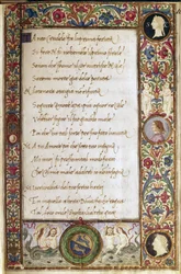 Page du manuscrit « Il canzoniere » de Francesco Petrarca (Pétrarque) (1304-1374), enluminée par Attavante degli Attavanti (1452-1525) (ms. cl. VIII. 684), XVe siècle, dimensions 19 x 12,7 cm, Florence, Bibliothèque nationale