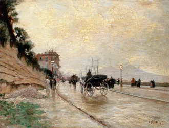 Carrosse sur la promenade à Naples