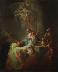 French : Jésus distribue la communion à ses disciples