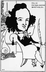 Portrait de Félix Mendelssohn-Bartholdy (1809-1847), dessin par A. Beardsley