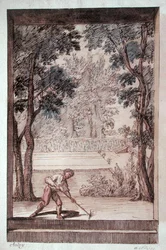 Jardinier (stylo et encre et aquarelle sur papier)