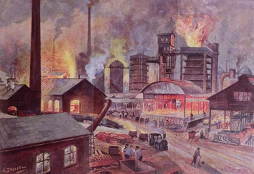 Usine avec haut fourneau, d