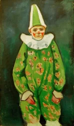 Clown en costume vert