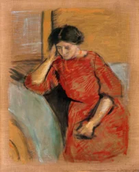Élisabeth en robe rouge