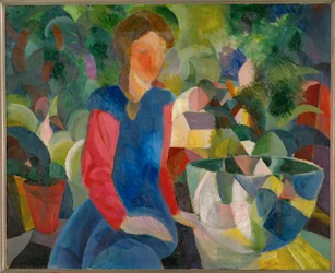 Fille avec un bocal à poissons