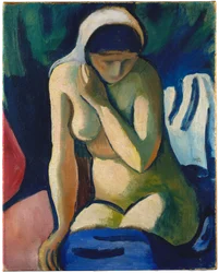 Fille nue portant un foulard