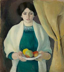Portrait avec des pommes