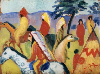 Indiens à cheval près de la tente. 1911