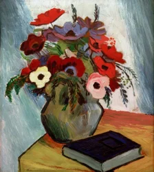 Nature morte aux anémones et au livre bleu