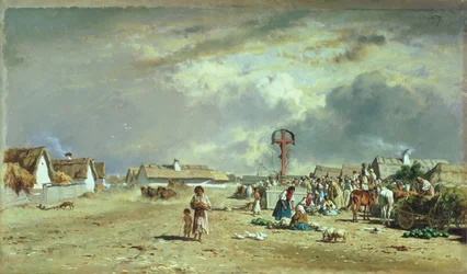 Le marché à Szolnol, Hongrie
