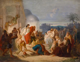 French : Judith montre aux Béthuliens la tête coupée d