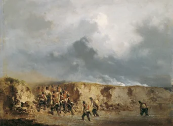 Soldats autrichiens traversant un gué