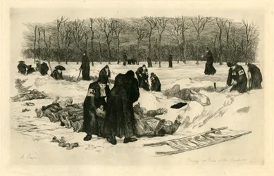 Enterrement des morts dans la neige
