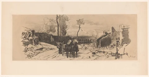 Soldats sur une charrette pendant la guerre franco-allemande (Baterie Millau, Route d