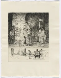 Frédéric Mistral : Mémoires et Récits de Frédéric Mistral : nativité / figures marchant sur une route (inséré après p. 32)