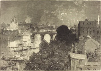 Le 14 Juillet. Illumination de la Seine du Pont Neuf au Pont au Change