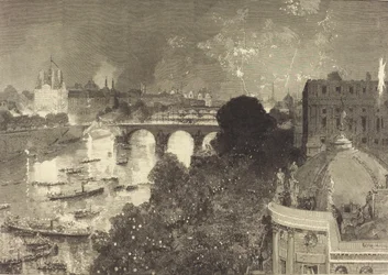 Le 14 Juillet. Illumination de la Seine du Pont Neuf au Pont au Change, 1882.