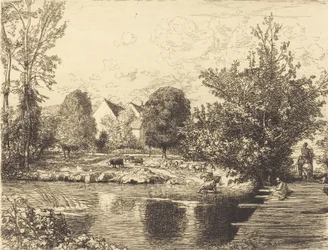 Vieille passerelle, bords du petit Morin, 1915