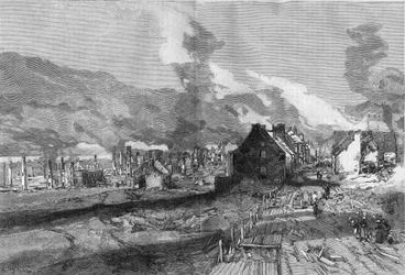 Vue des ruines de la ville de Québec (Canada) après l