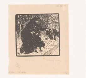 Femme et enfant sous la pluie