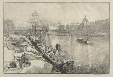 [Grand navire à vapeur au quai, Paris]