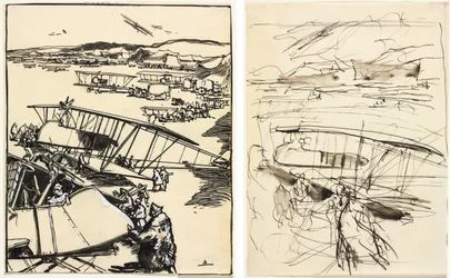 Avions reposant sur le terrain (recto et verso)