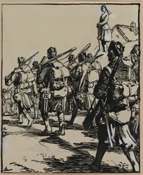 Bataille des frontières : groupe de soldats britanniques, 1914