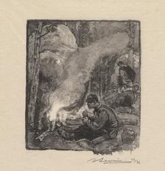Forêt de Fontainebleau : Le repas des bûcherons, 1890
