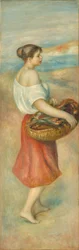 Fille avec un panier de poissons