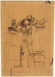 Le génie du sculpteur, vers 1880-83 (plume et encre brune)
