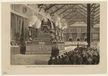 Derniers honneurs à Giacomo Meyerbeer à Paris, à la gare du Nord le 6 mai 1864, vers 1864