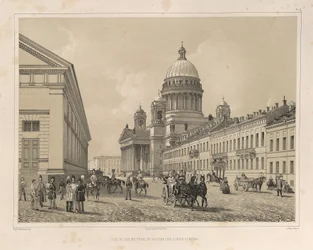 Cathédrale Saint-Isaac vue du manège de cavalerie, extrait de : La construction de la cathédrale Saint-Isaac