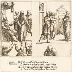 Christ devant Caïphe, et Pierre reniant le Christ